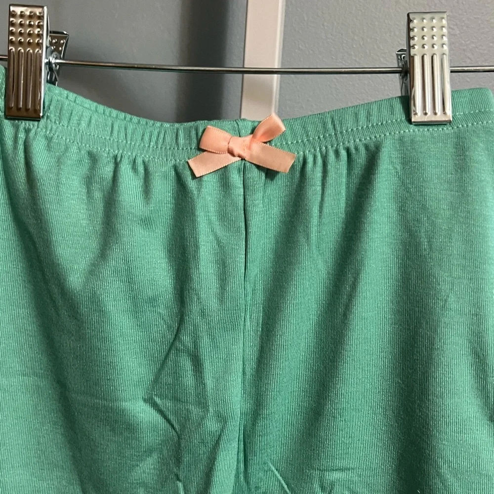 Mint Green Girls' Bike Shorts with Peach Bow NWOT 5-6